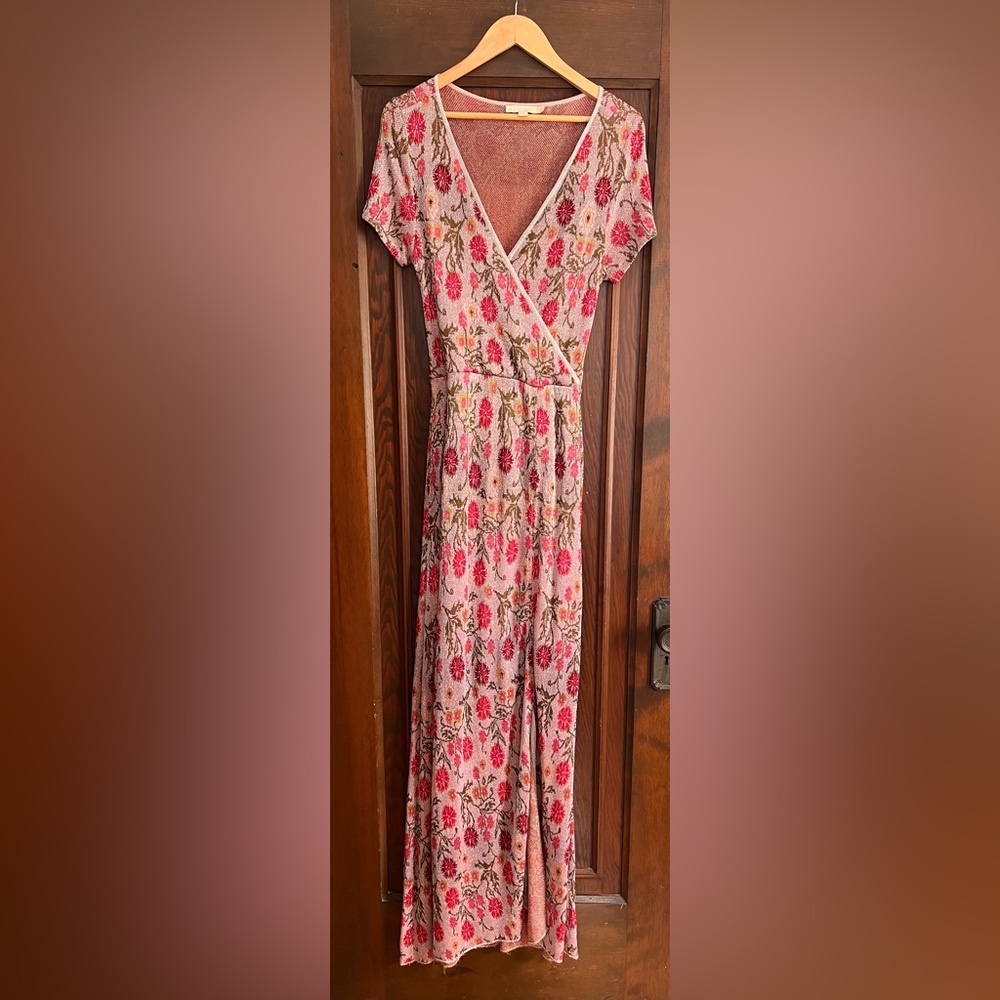 Floral Pink and Red Maxi Dress